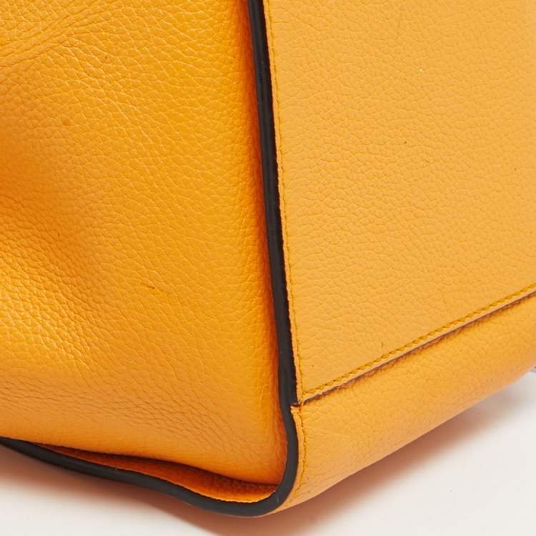 Pre Owned Loewe Orange Leather Mini Hammock Drawstring Bag