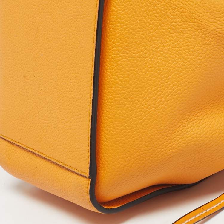 Pre Owned Loewe Orange Leather Mini Hammock Drawstring Bag