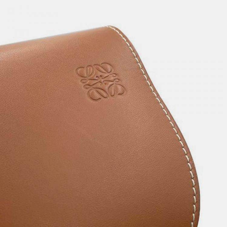 Pre Owned Loewe Brown Pink Mini Tricolor Leather Gate Crossbody