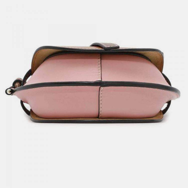 Pre Owned Loewe Brown Pink Mini Tricolor Leather Gate Crossbody