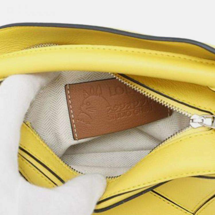 Pre Owned Loewe Yellow Studio Ghibli My Neighbor Totoro Mini Calfskin Puzzle Satchel