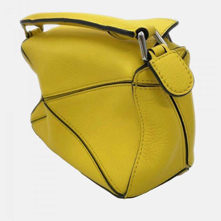 Pre Owned Loewe Yellow Studio Ghibli My Neighbor Totoro Mini Calfskin Puzzle Satchel