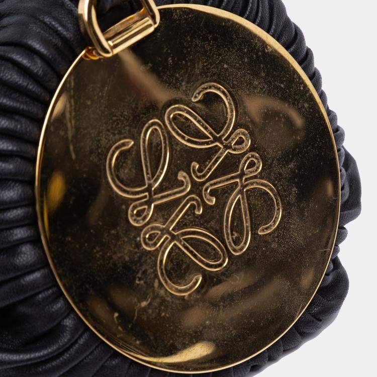 Pre Owned Loewe Black Pleated Nappa Bracelet Pouch