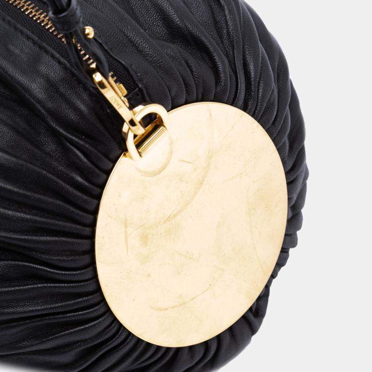 Pre Owned Loewe Black Pleated Nappa Bracelet Pouch