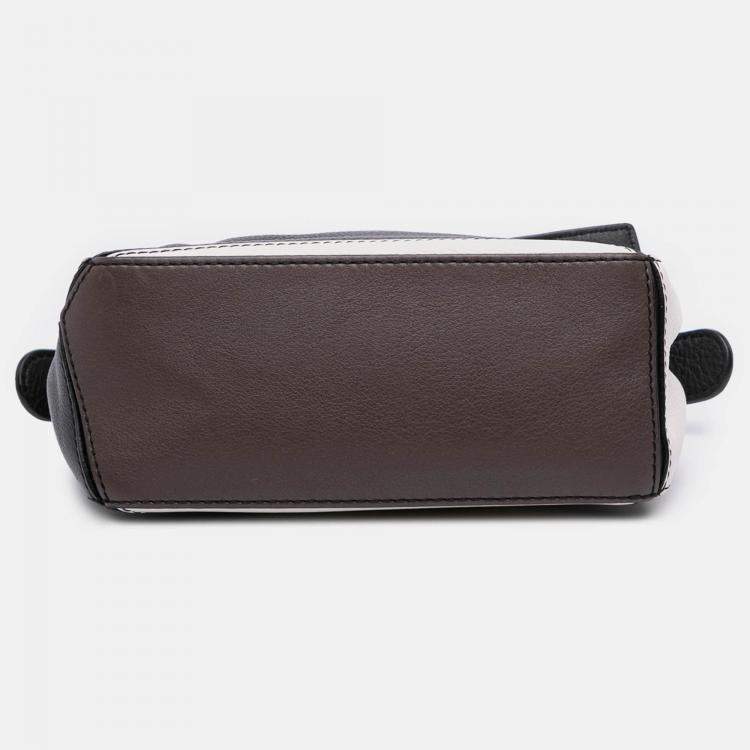 Pre Owned Loewe Black White Mini Tricolor Calfskin Puzzle Satchel