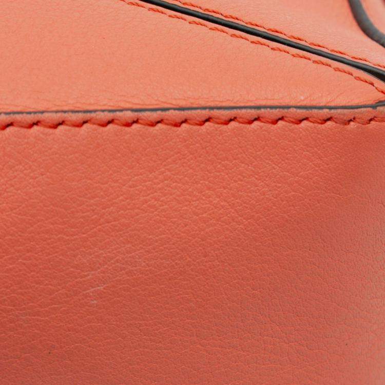 Pre Owned Loewe Orange Mini Calfskin Puzzle Satchel