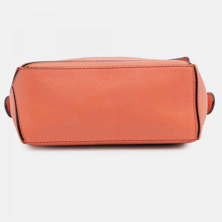 Pre Owned Loewe Orange Mini Calfskin Puzzle Satchel