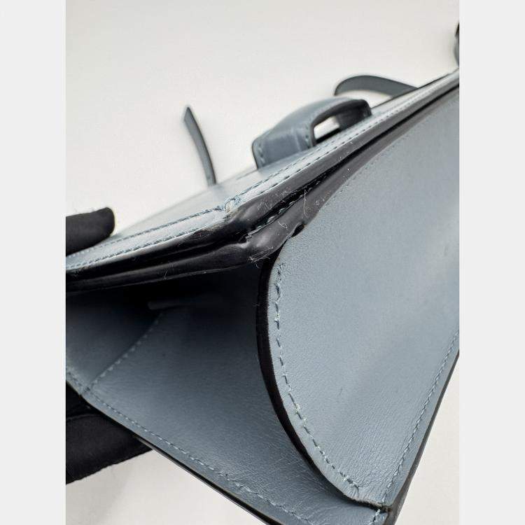 Pre Owned LOEWE Barcelona blue calf leather crossbody bag