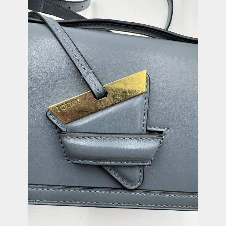 Pre Owned LOEWE Barcelona blue calf leather crossbody bag