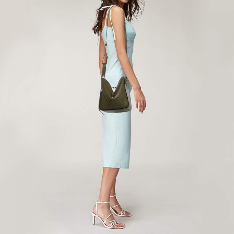 Pre Owned Loewe Olive Green Leather Small Hammock Shoulder Bag