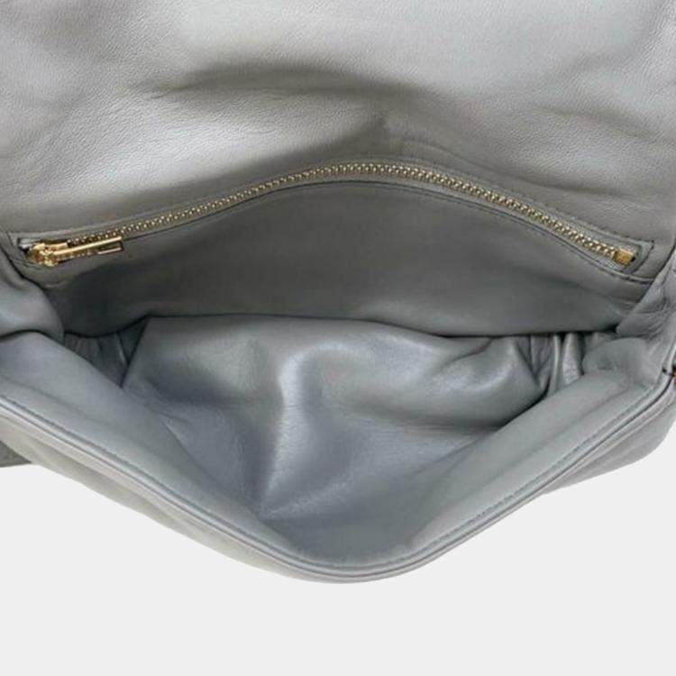 Pre Owned Loewe Grey Quilted Lambskin Goya Puffer Bag