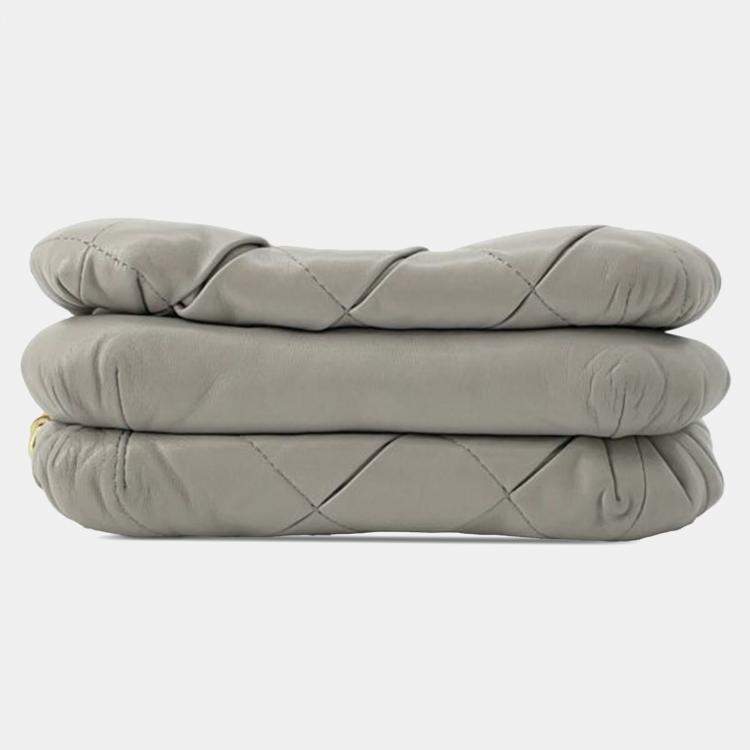 Pre Owned Loewe Grey Quilted Lambskin Goya Puffer Bag
