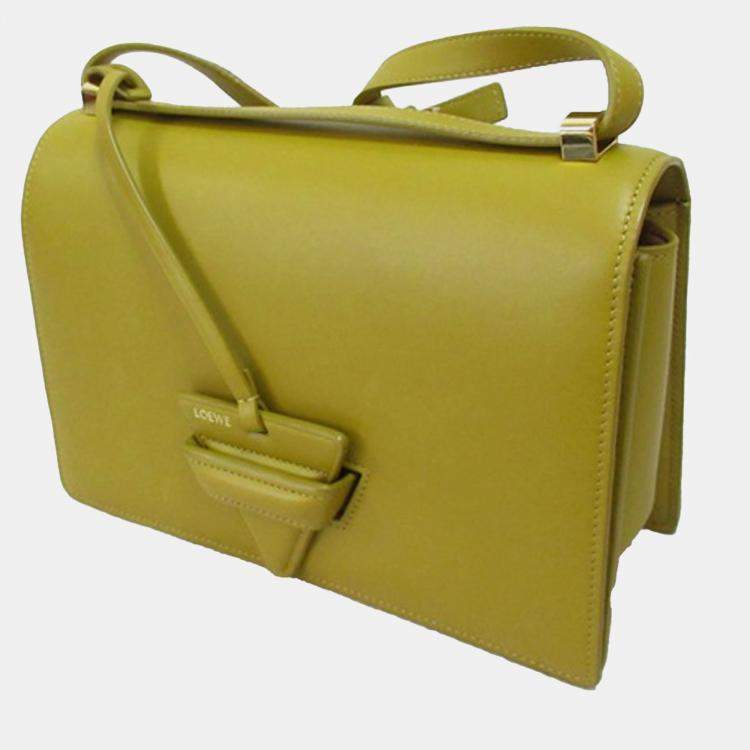 Pre Owned Loewe Yellow Small Leather Barcelona Crossbody