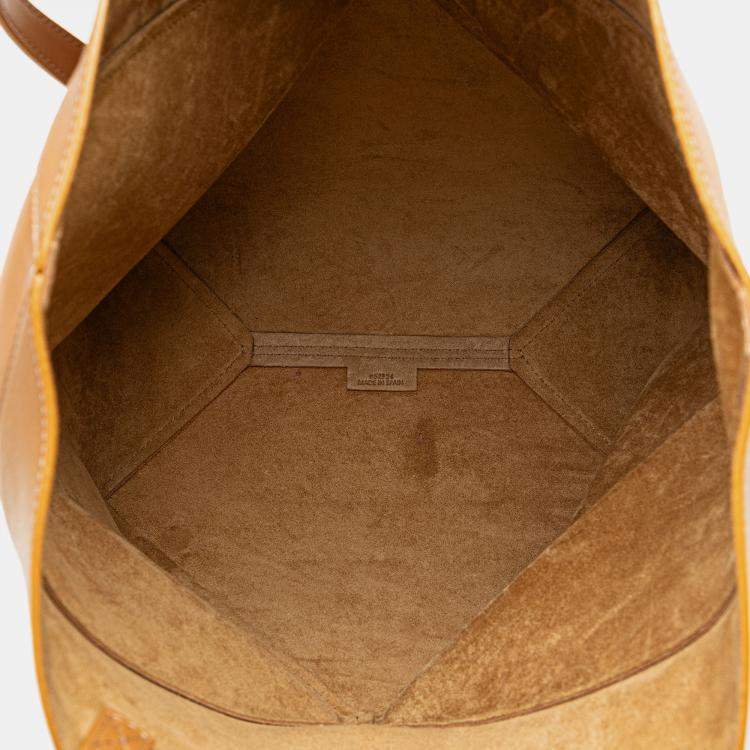 Pre Owned Loewe Brown Medium Shiny Calfskin Puzzle Fold Tote