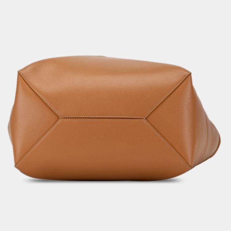 Pre Owned Loewe Brown Medium Shiny Calfskin Puzzle Fold Tote