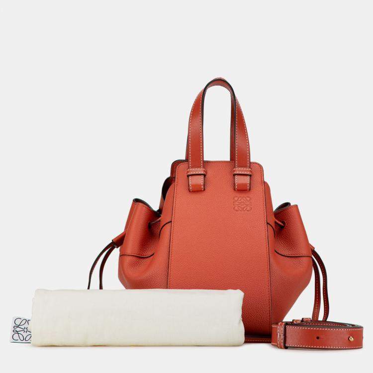 Pre Owned Loewe Orange Small Leather Hammock Satchel