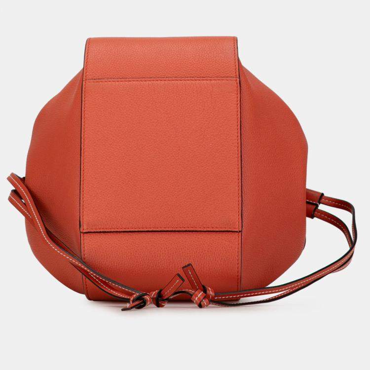 Pre Owned Loewe Orange Small Leather Hammock Satchel