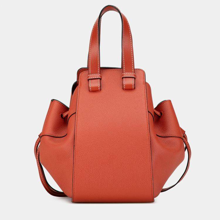 Pre Owned Loewe Orange Small Leather Hammock Satchel