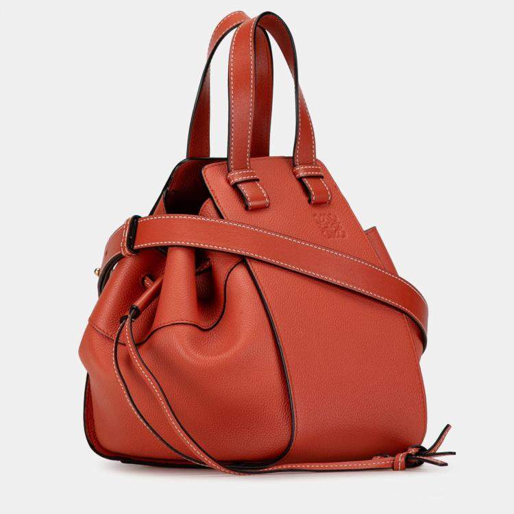 Pre Owned Loewe Orange Small Leather Hammock Satchel