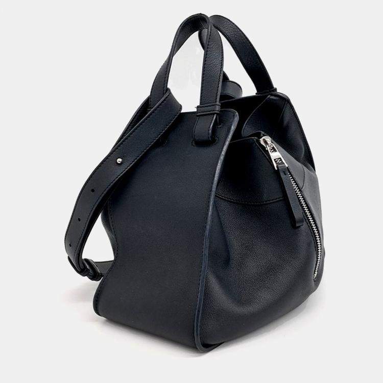 Pre Owned Loewe Black Leather Hammock Bag Medium