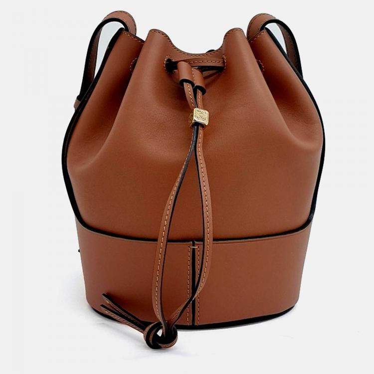 Pre Owned Loewe Brown Leather Balloon Bucket Bag