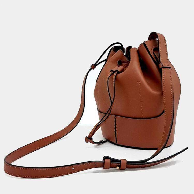 Pre Owned Loewe Brown Leather Balloon Bucket Bag