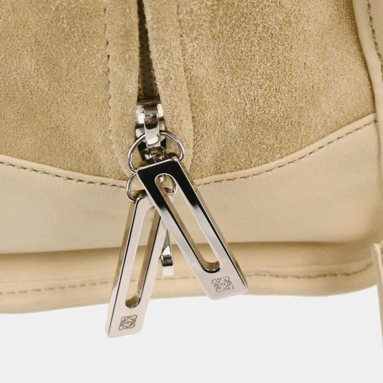 Pre Owned Loewe Beige Suede Amazona 28 Handbag