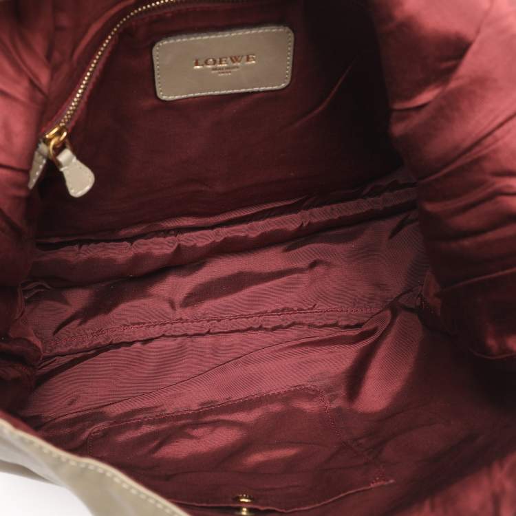 Pre Owned Loewe Olive/Burgundy Karung and Leather Anagram Shoulder Bag