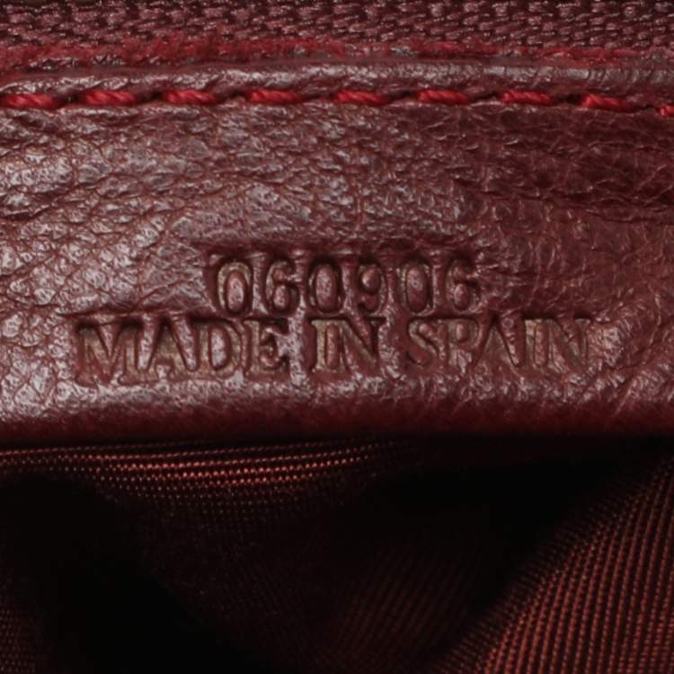 Pre Owned Loewe Olive/Burgundy Karung and Leather Anagram Shoulder Bag