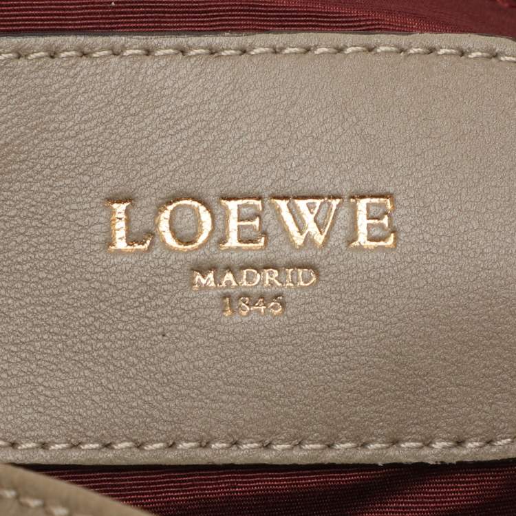 Pre Owned Loewe Olive/Burgundy Karung and Leather Anagram Shoulder Bag