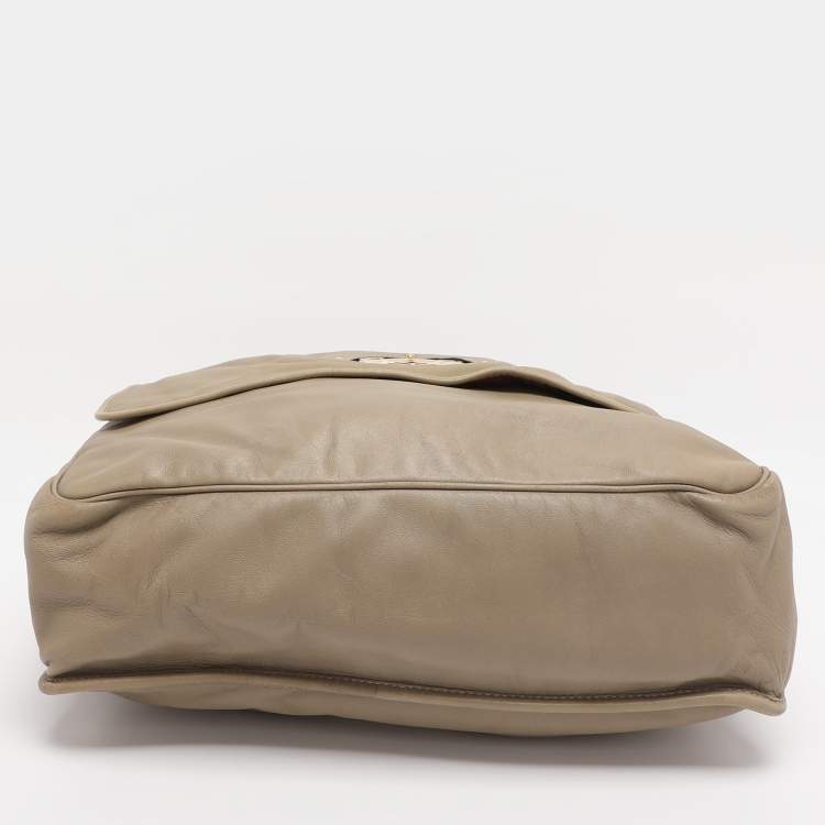 Pre Owned Loewe Olive/Burgundy Karung and Leather Anagram Shoulder Bag