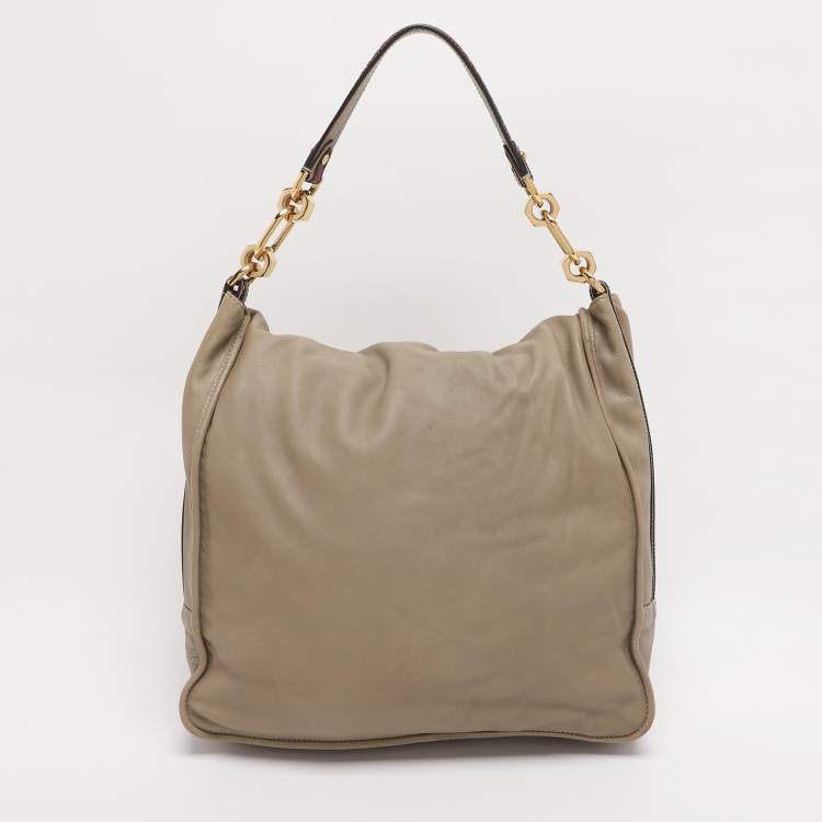 Pre Owned Loewe Olive/Burgundy Karung and Leather Anagram Shoulder Bag