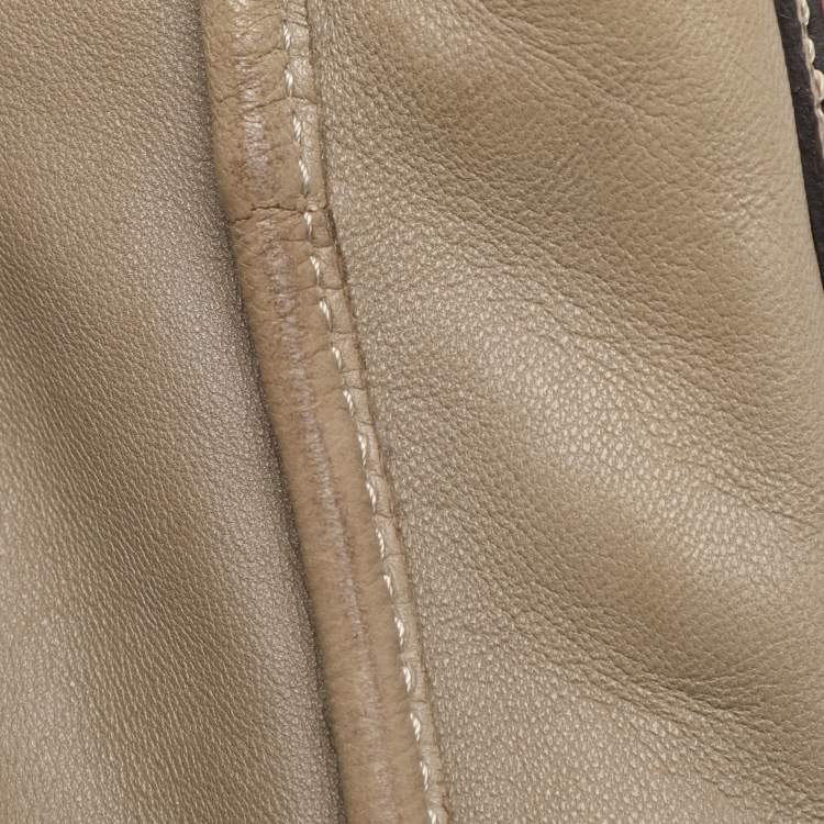 Pre Owned Loewe Olive/Burgundy Karung and Leather Anagram Shoulder Bag