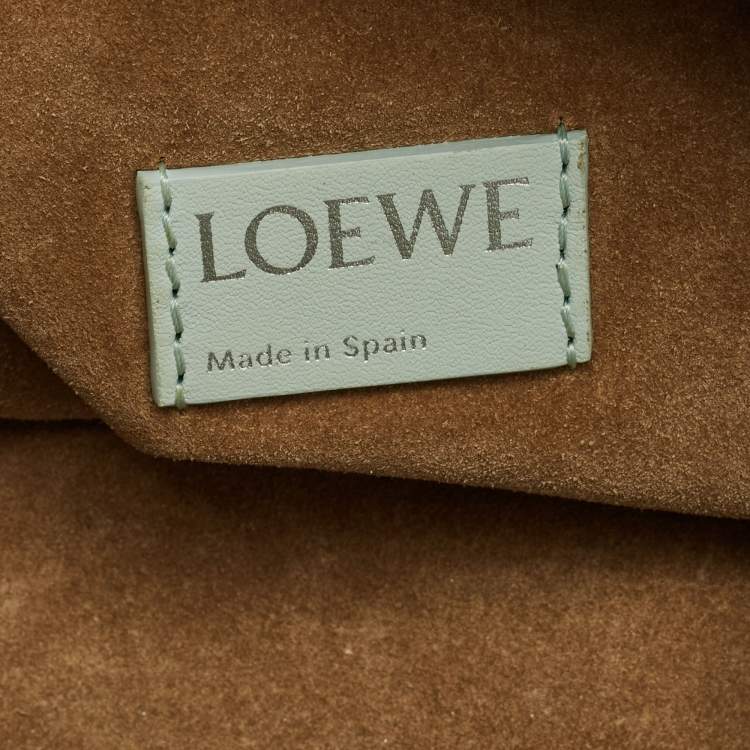Pre Owned Loewe Mint Green Leather Medium Flamenco Bag
