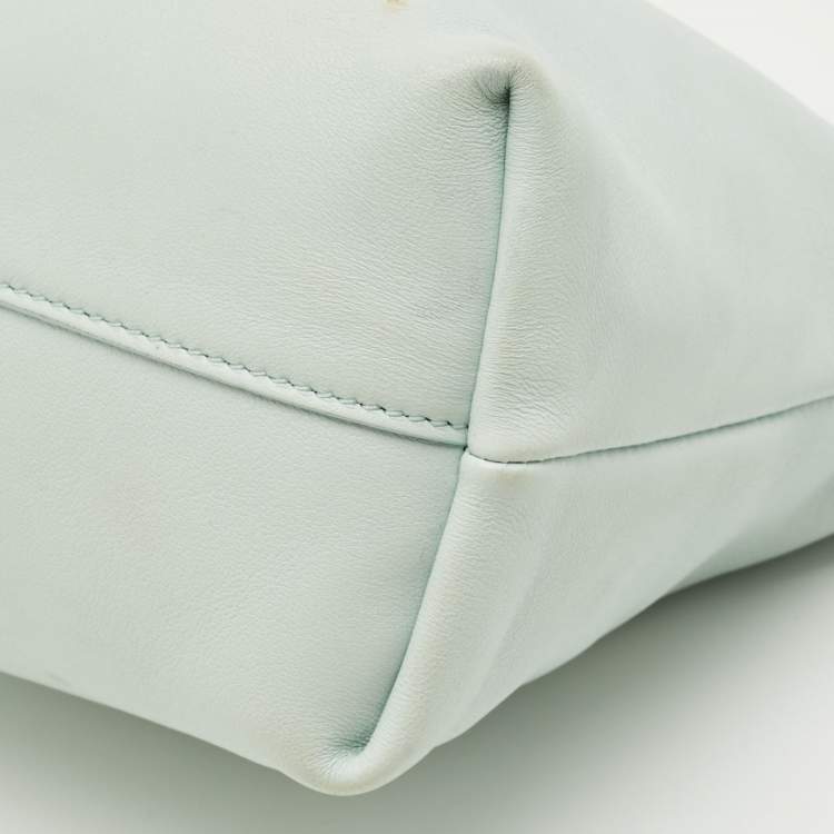 Pre Owned Loewe Mint Green Leather Medium Flamenco Bag