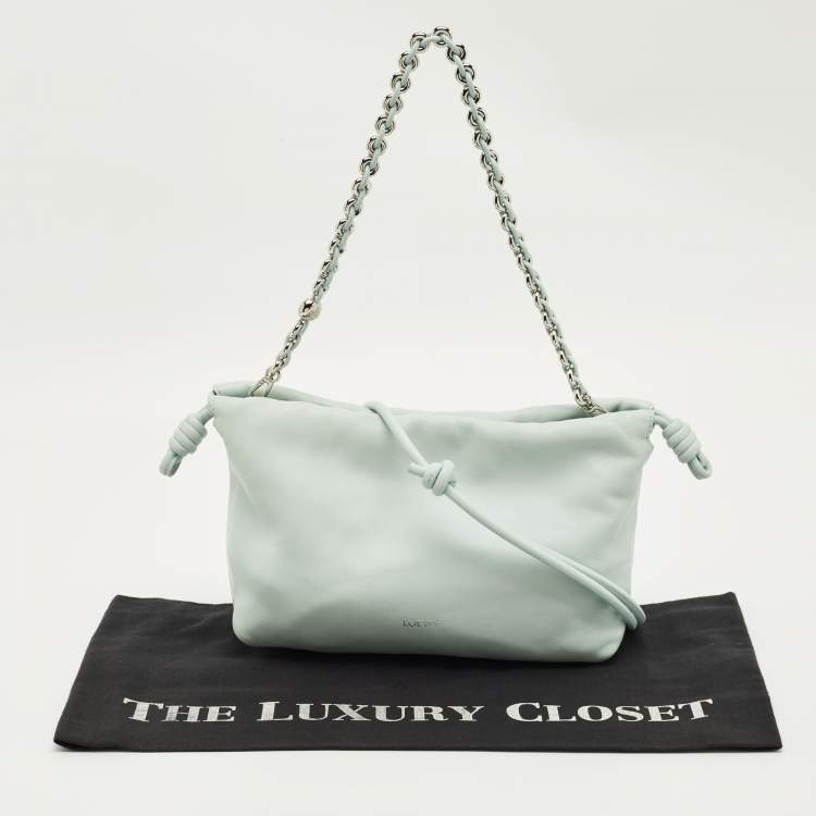 Pre Owned Loewe Mint Green Leather Medium Flamenco Bag