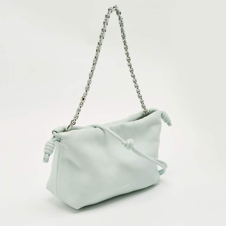 Pre Owned Loewe Mint Green Leather Medium Flamenco Bag