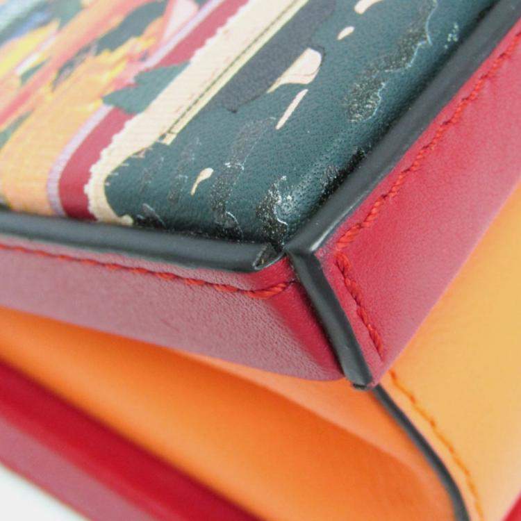 Pre Owned Loewe POSTAL Small Bag Leather Handbag Shoulder Bag Orange Red Color