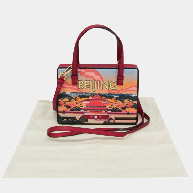 Pre Owned Loewe POSTAL Small Bag Leather Handbag Shoulder Bag Orange Red Color