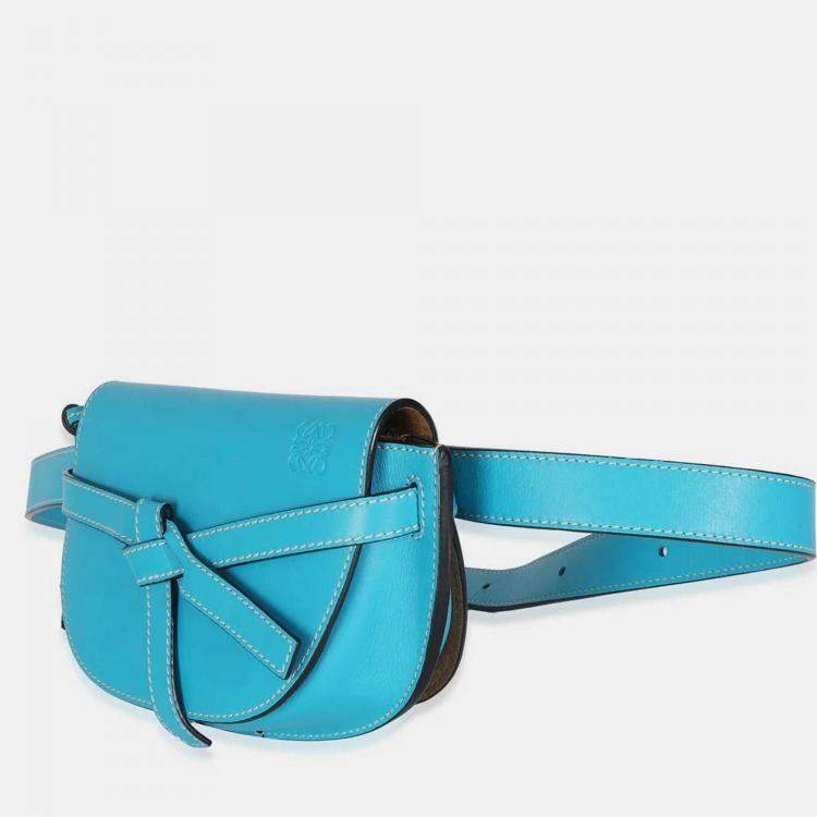 Pre Owned Loewe Blue Calfskin Mini Gate Belt Bag