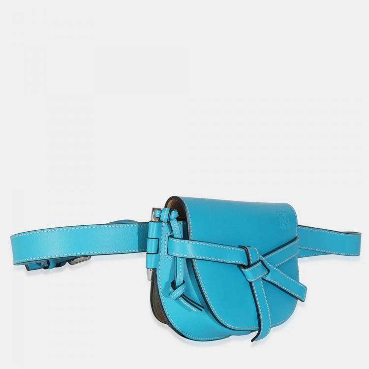 Pre Owned Loewe Blue Calfskin Mini Gate Belt Bag