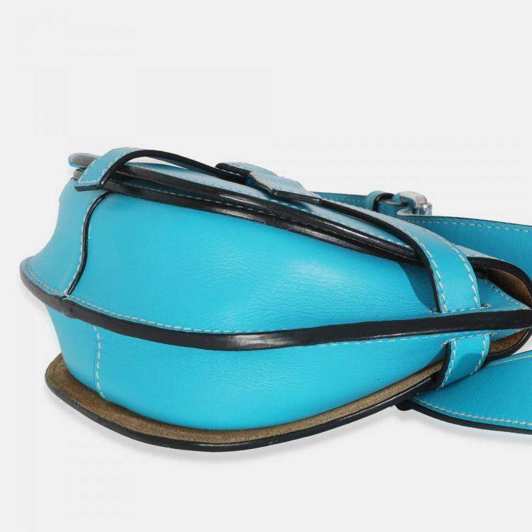 Pre Owned Loewe Blue Calfskin Mini Gate Belt Bag