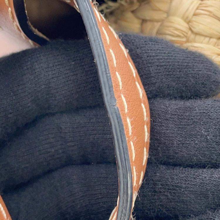 Pre Owned Loewe Gate Shoulder Bag Tan/Natural Raffia Leather Size Small