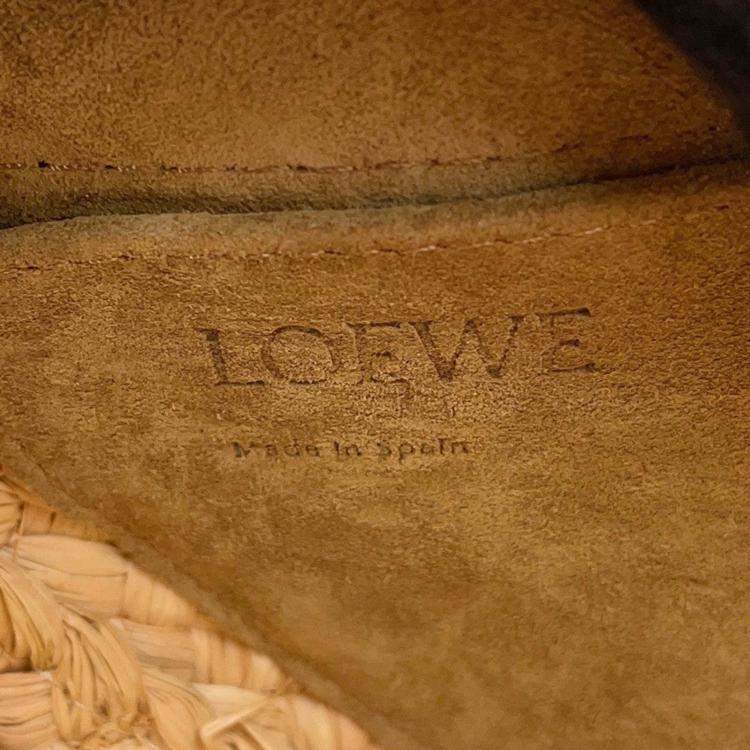 Pre Owned Loewe Gate Shoulder Bag Tan/Natural Raffia Leather Size Small