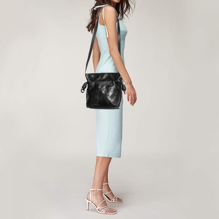 Pre Owned Loewe Black Leather Flamenco Shoulder Bag