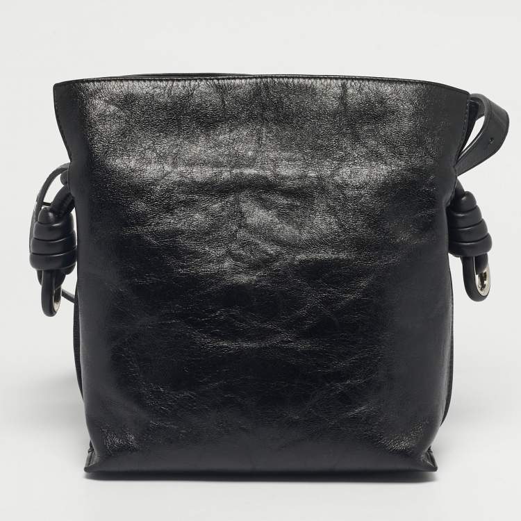 Pre Owned Loewe Black Leather Flamenco Shoulder Bag