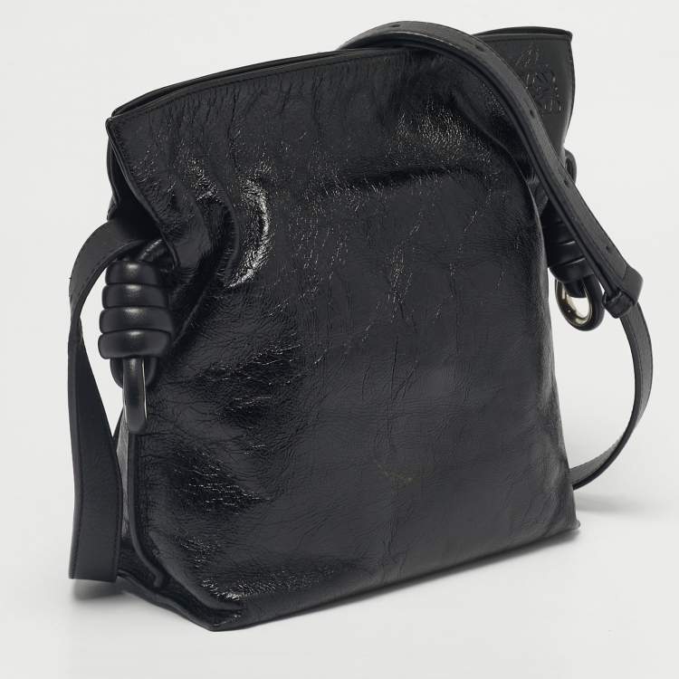 Pre Owned Loewe Black Leather Flamenco Shoulder Bag