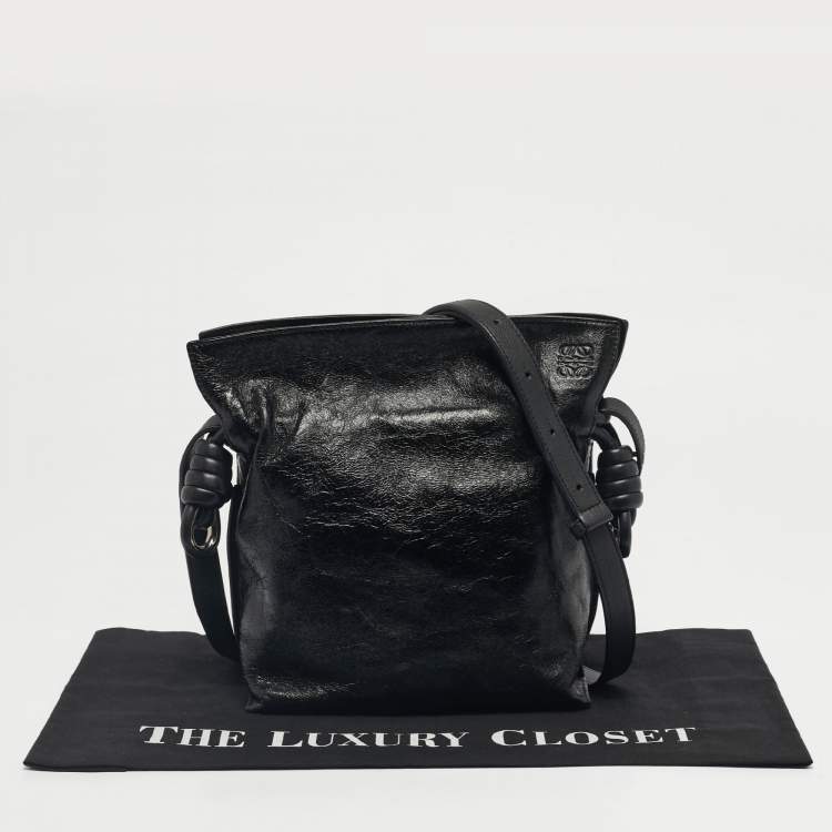 Pre Owned Loewe Black Leather Flamenco Shoulder Bag