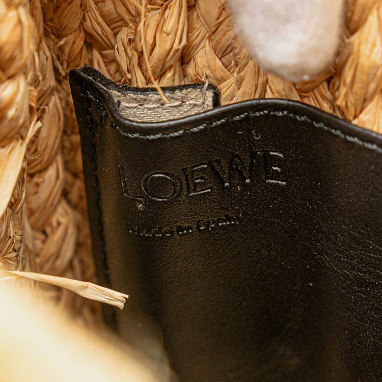 Pre Owned Loewe Gate Small Raffia and Leather Top Handle Bag