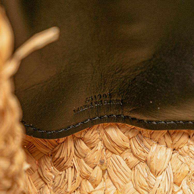 Pre Owned Loewe Gate Small Raffia and Leather Top Handle Bag